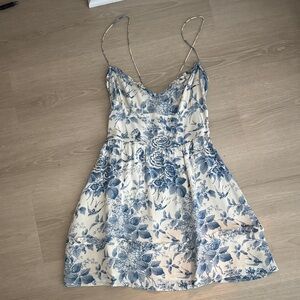 Reformation Blue and Cream Floral Mini Dress